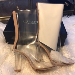 Clear yeezy inspired booties